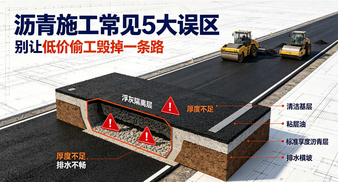 沥青路面施工避坑指南:盘点园区厂区工程的5大常见误区